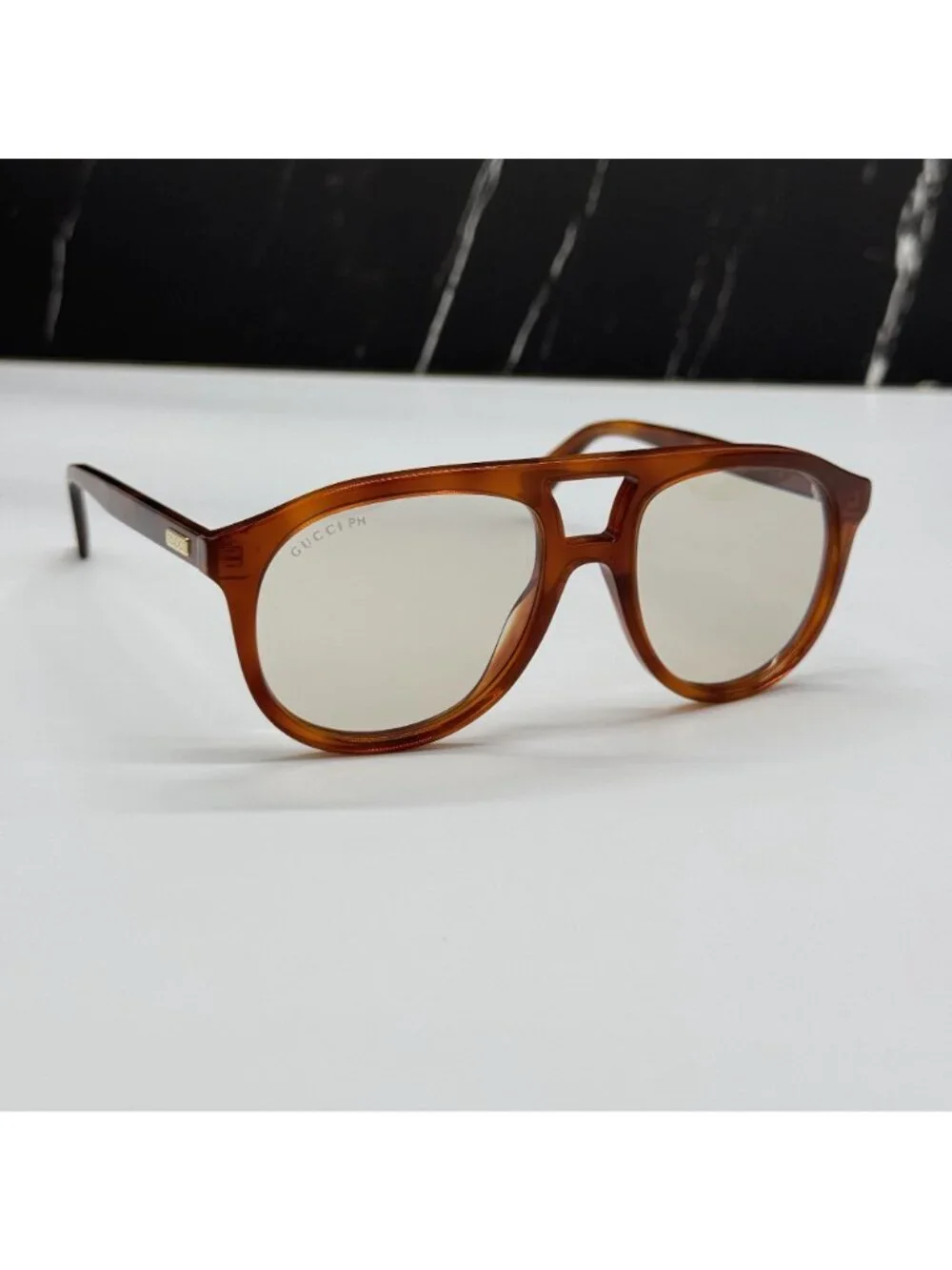 New Gucci GG1320S 001 Aviator Unisex Sunglasses With Transition Lenses
